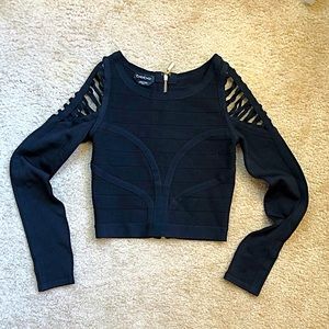 Bebe black long sleeve bandage crop top size XS